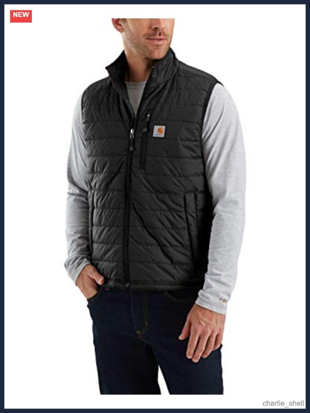 Quilted Nylon Insulated Work Vest with Mock Neck and Multi-Pockets